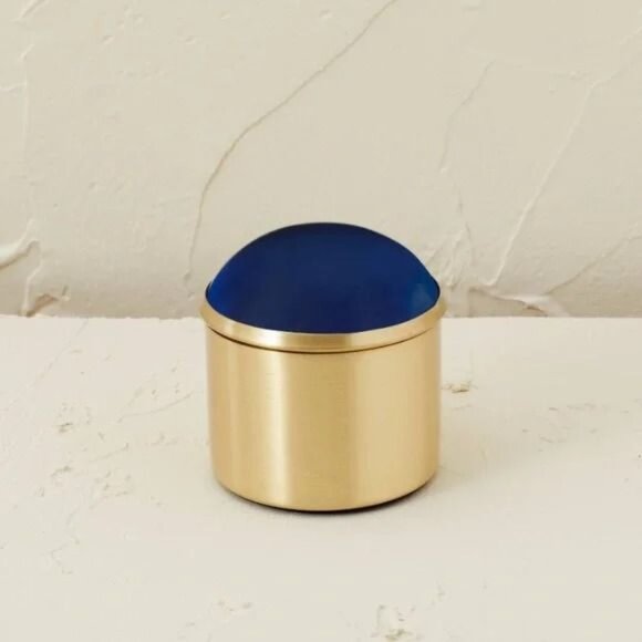 Jungalow x Opalhouse Round Metal Resin Gemstone Box - Gold Blue - Picture 2 of 4